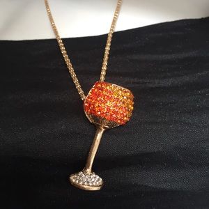 Crystal Glass Pendant Necklace BJ Stamped, NWT.